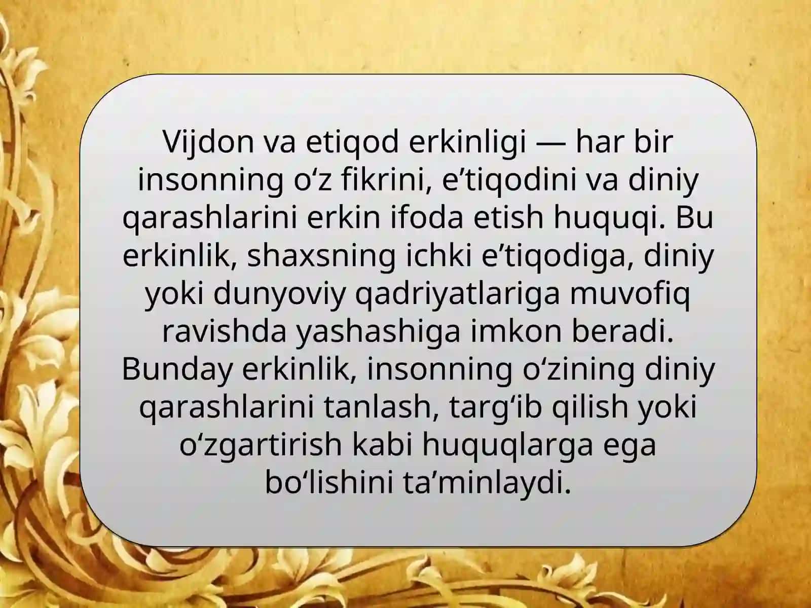 Vijdon va etiqod erkinliga tarif 4