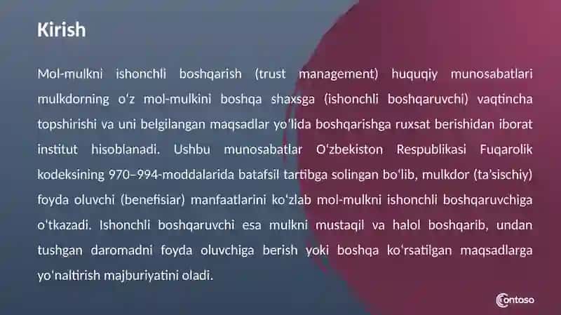 Mol-mulkniishonchli boshqarish munosabatlarining umumiy tavsifi 4