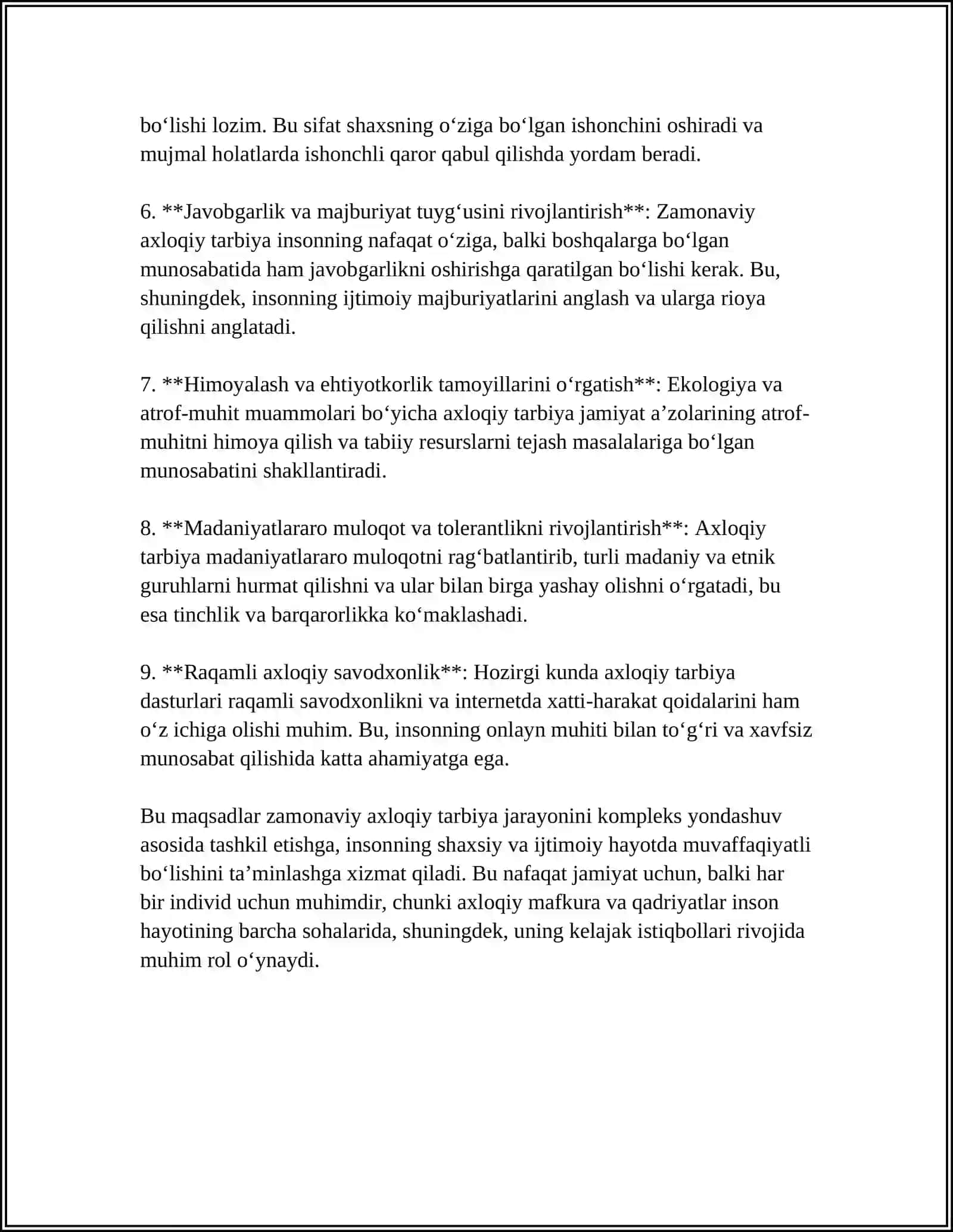 ZAMONAVIY AXLOQIY TARBIYANING YUTUQLARI VA KAMCHILIKLAR 4