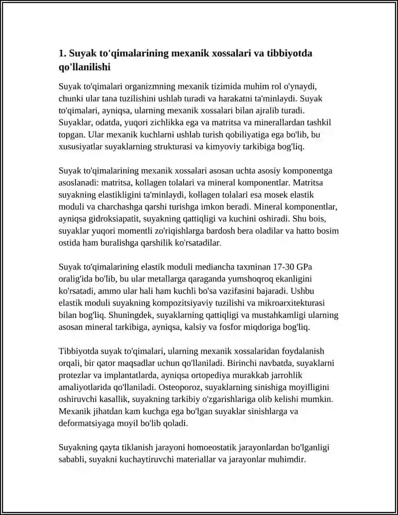 BIOLOGIK TO’QIMALARNING MEXANIK XOSSALARI VA ULARDAN TIBBIYOTDA FOYDALANISH 4