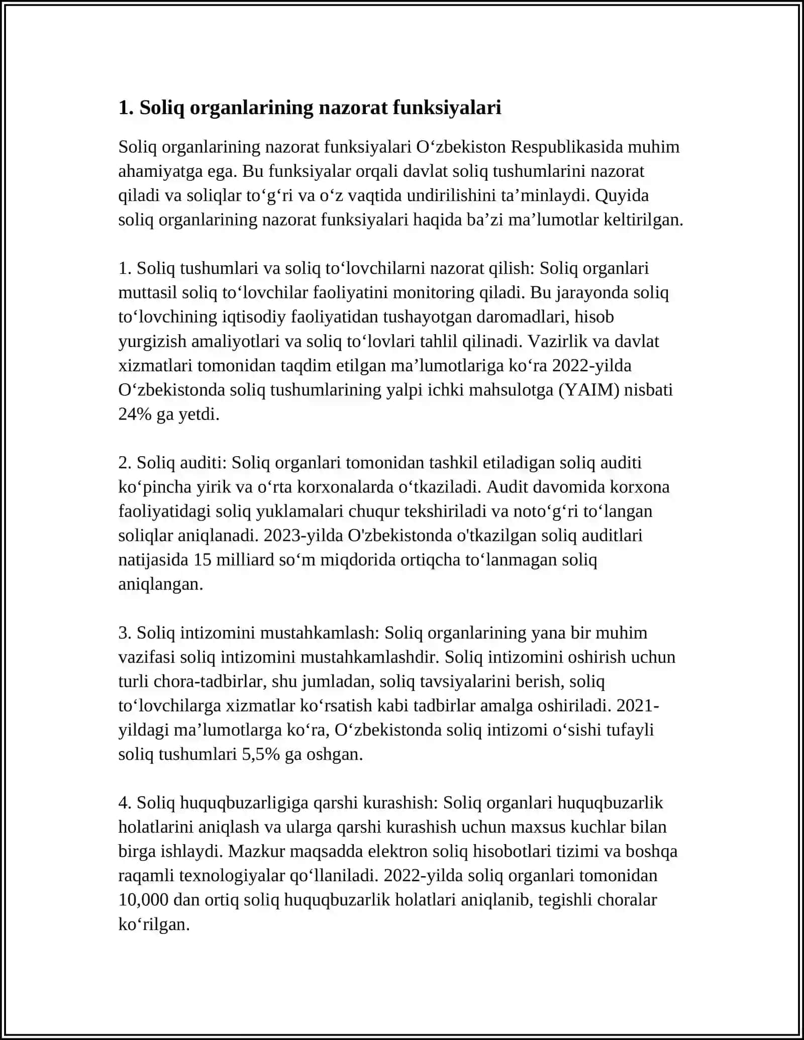 24. IQTISODIYOT SUB'EKTLARINING BYUDJET OLDIDAGI QARZDORLIGINI KAMAYTIRISHDA SOLIQ ORGANLARINING ROLI 4