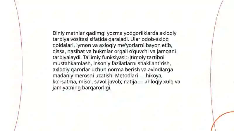Eng qadimgi yozma yodgorliklarda ta'lim-tarbiya masalalari 4
