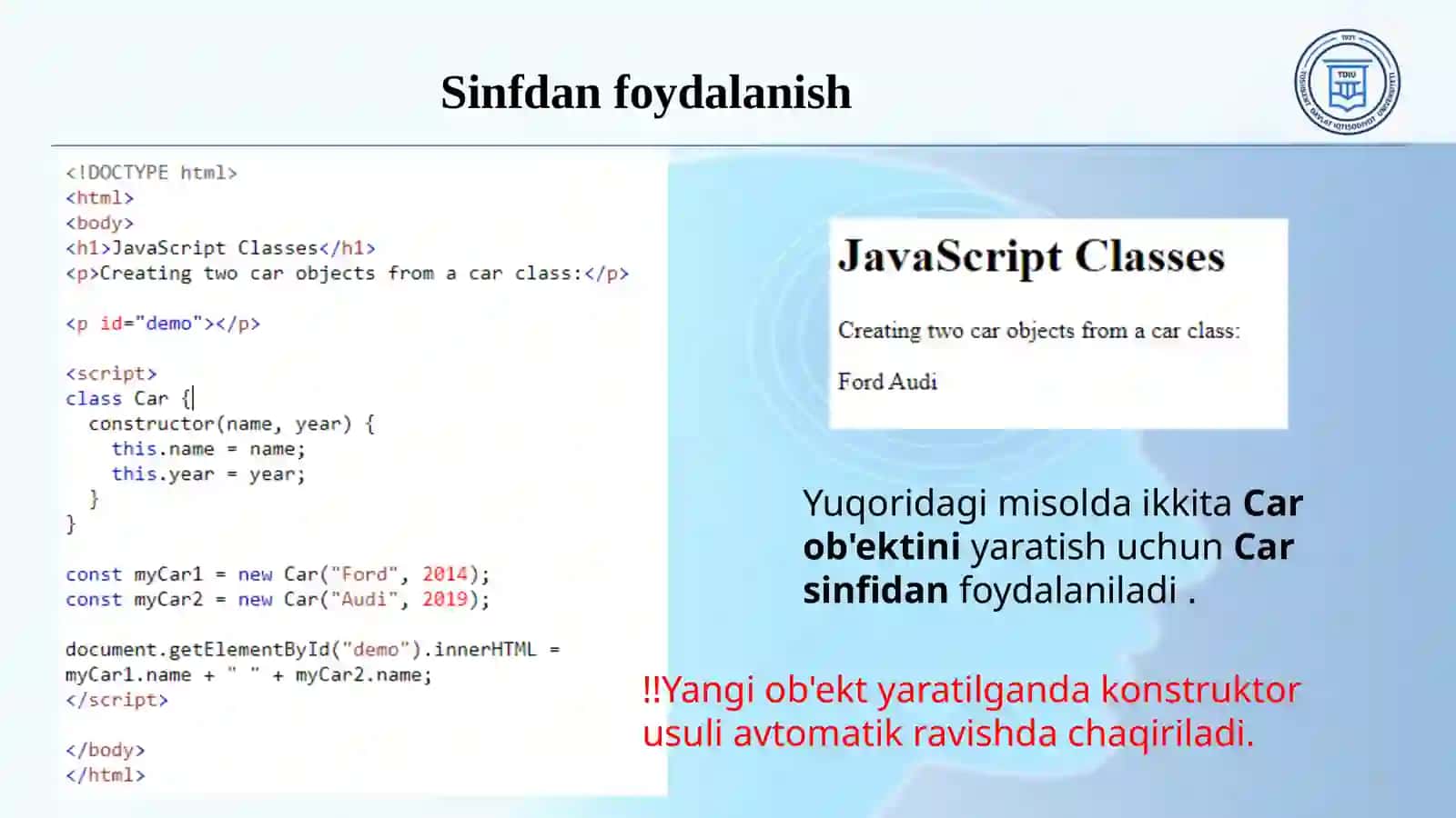JavaScript klassi sintaksisi 4