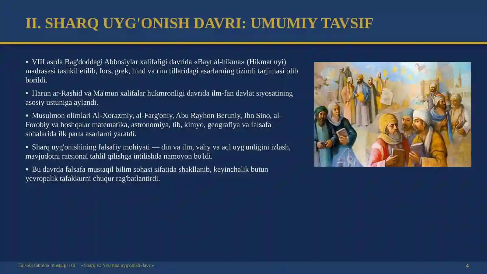 Sharq va Yevropa uyg'onish davri | Falsafa fanidan mustaqil ish 4