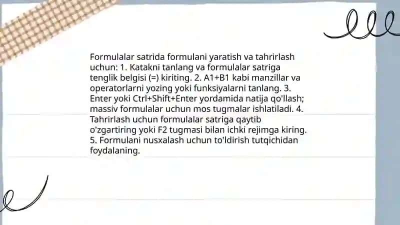 Formulalar satridan foydalanish 4