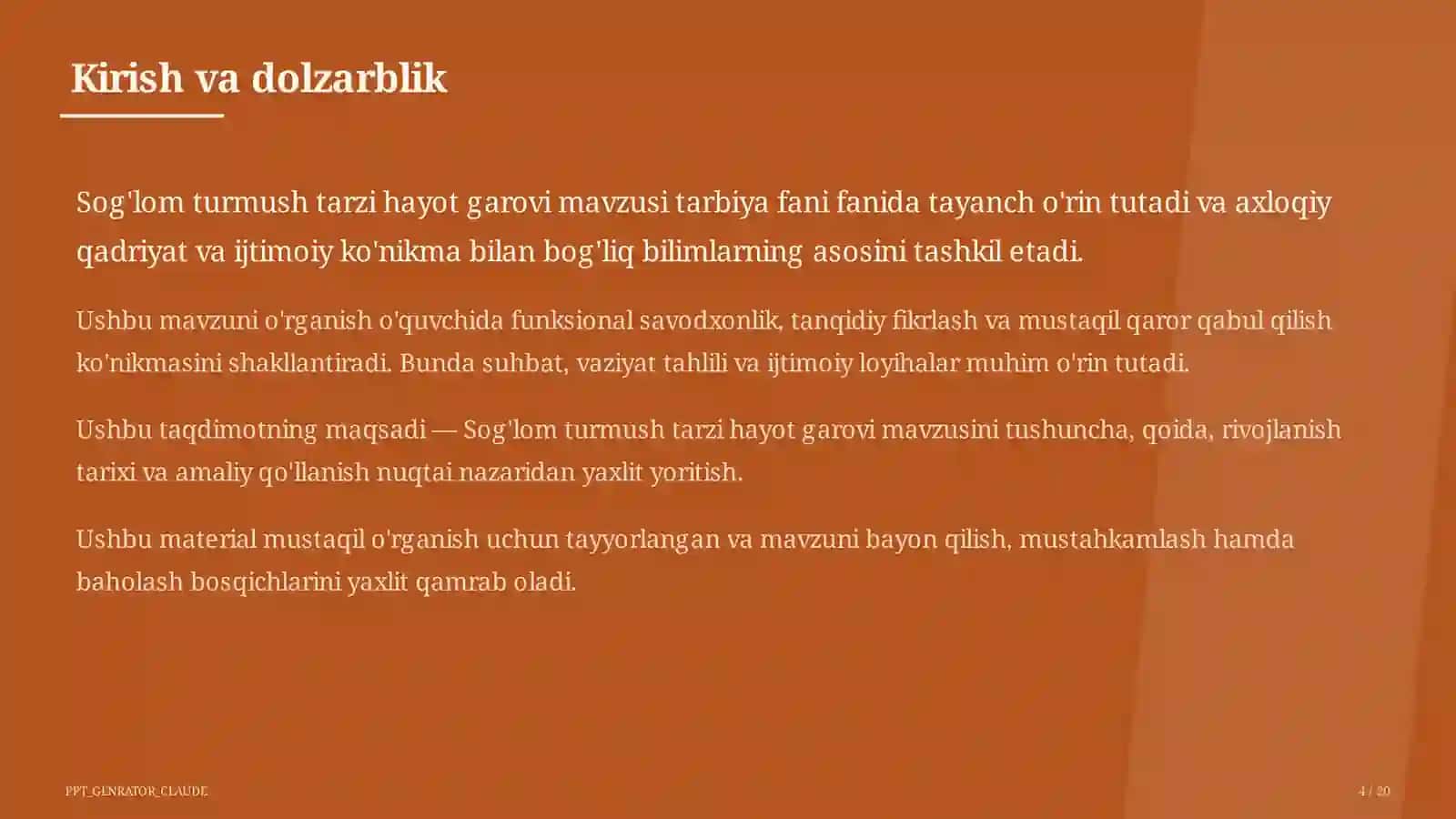 Sog'lom turmush tarzi hayot garovi (7-sinf) 4