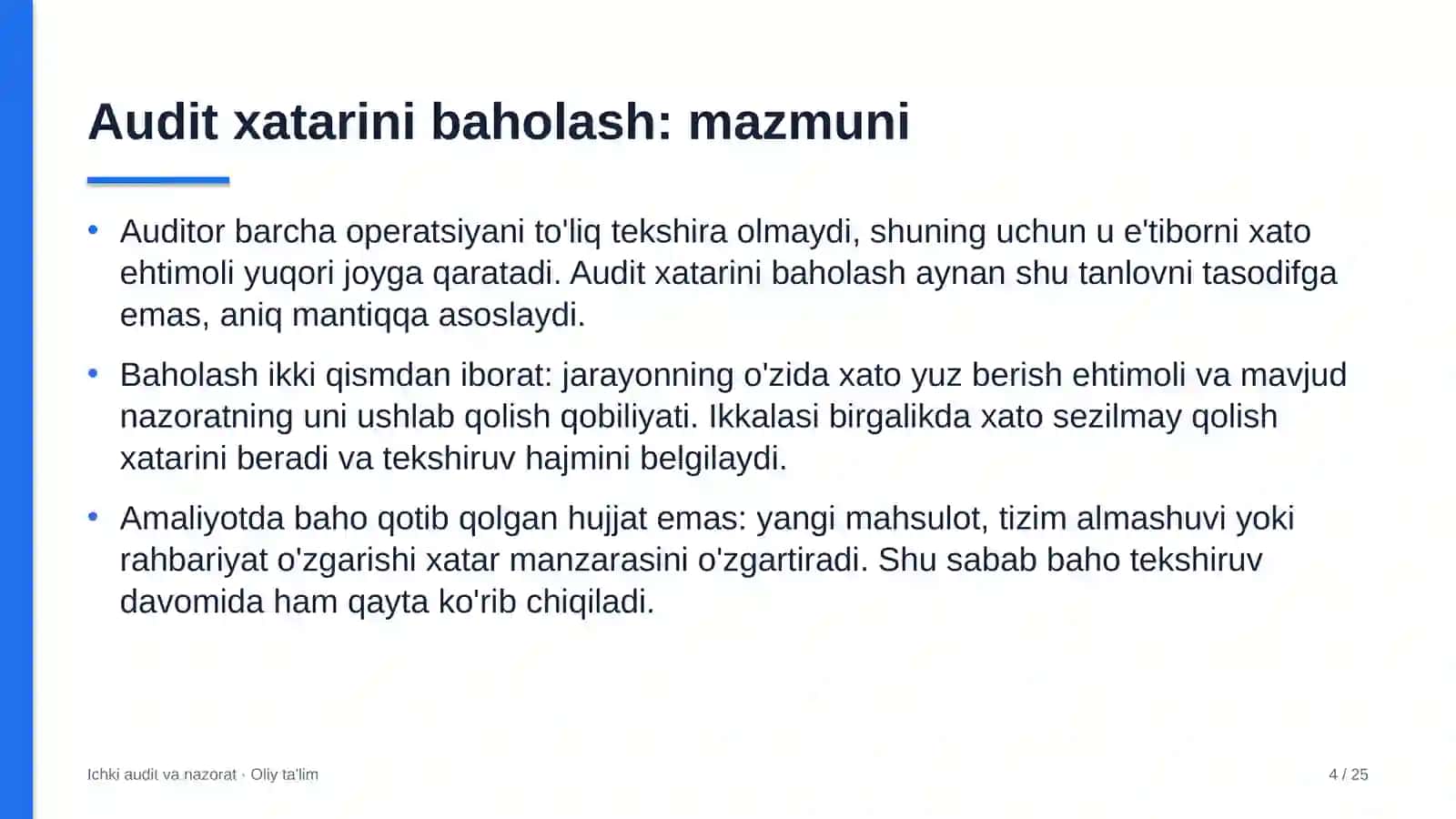 tezkor ovqatlanish shoxobchalarida audit xatarini baholash 8442 4