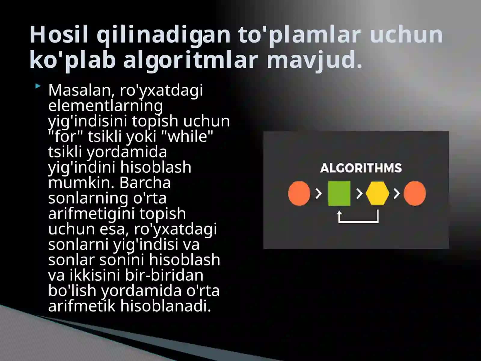 Hosil qilinadigan to‘plamlar. Hisoblash masalalari 4