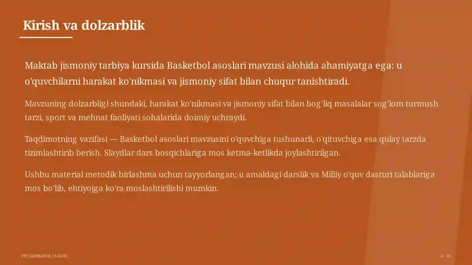Basketbol asoslari (5-sinf) 4