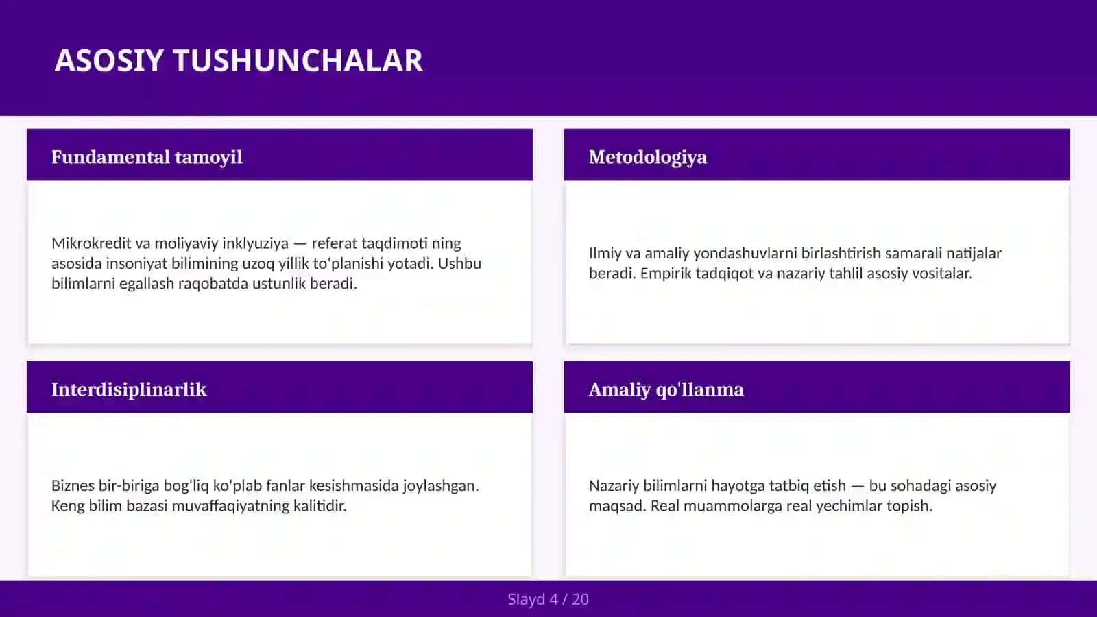 Mikrokredit va moliyaviy inklyuziya — referat taqdimoti 4