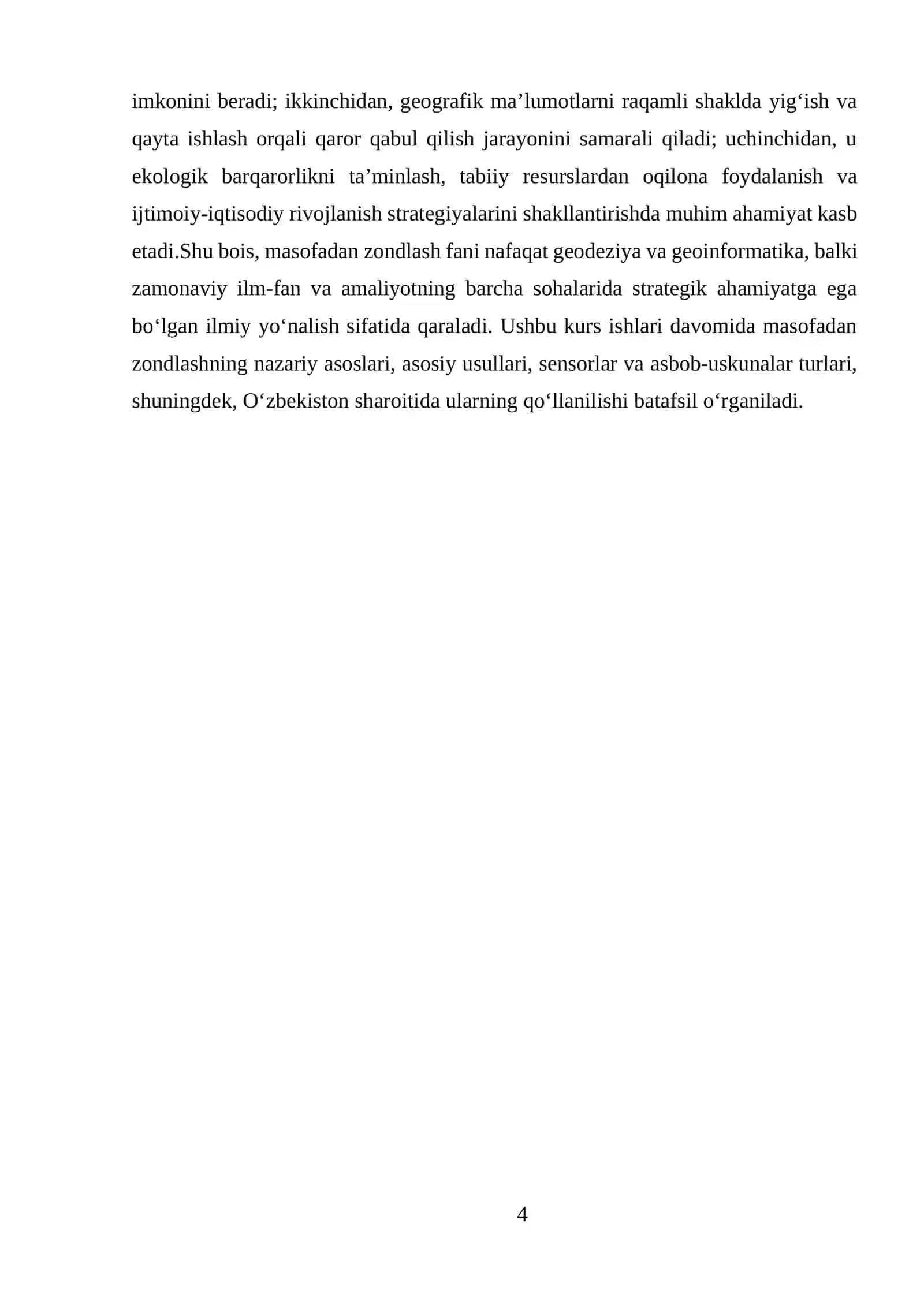 Geoaxborot tizimlari va masofadan zondlash ma’lumotlari yordamida iqlim o‘zgarish jarayonlarini hududiy tahlil qilish, xaritalashtirish hamda atmosferaga ta’sirini aniqlash kurs ishi 4