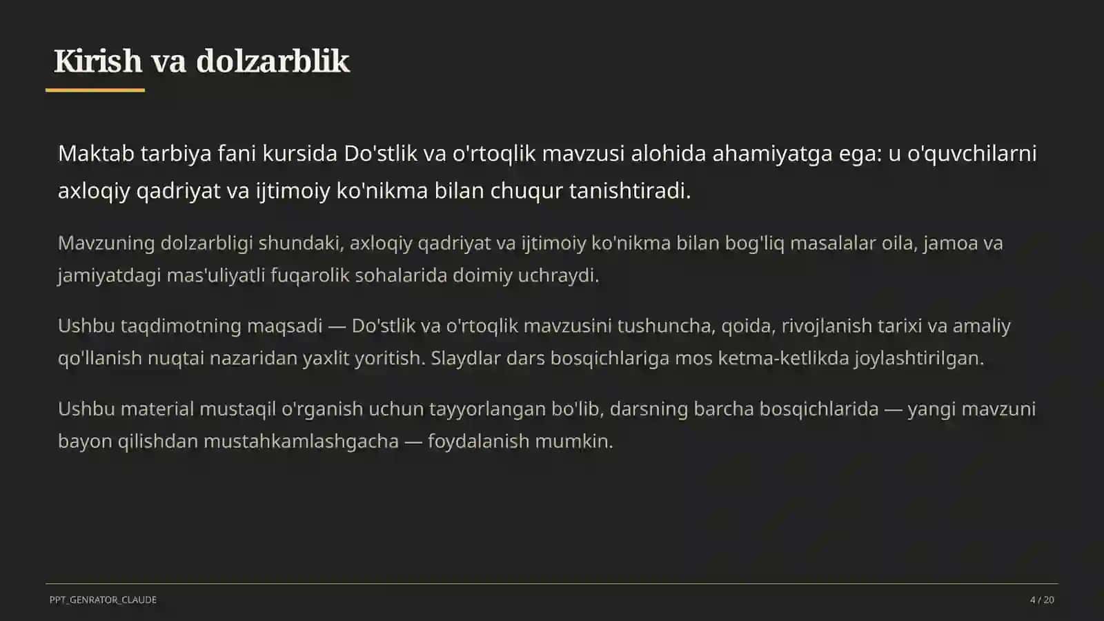 Do'stlik va o'rtoqlik (2-sinf) 4