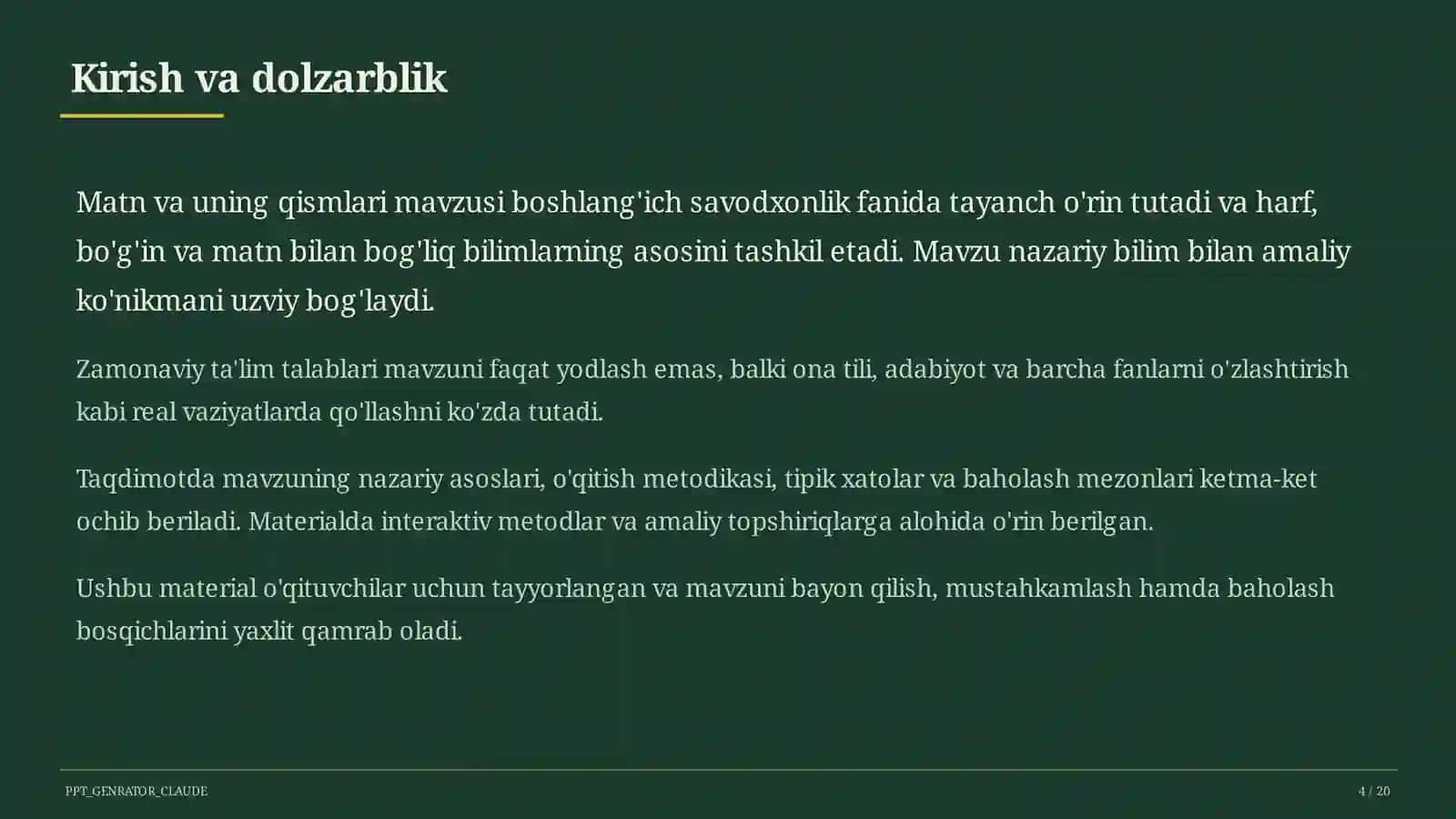 Matn va uning qismlari (3-sinf) 4