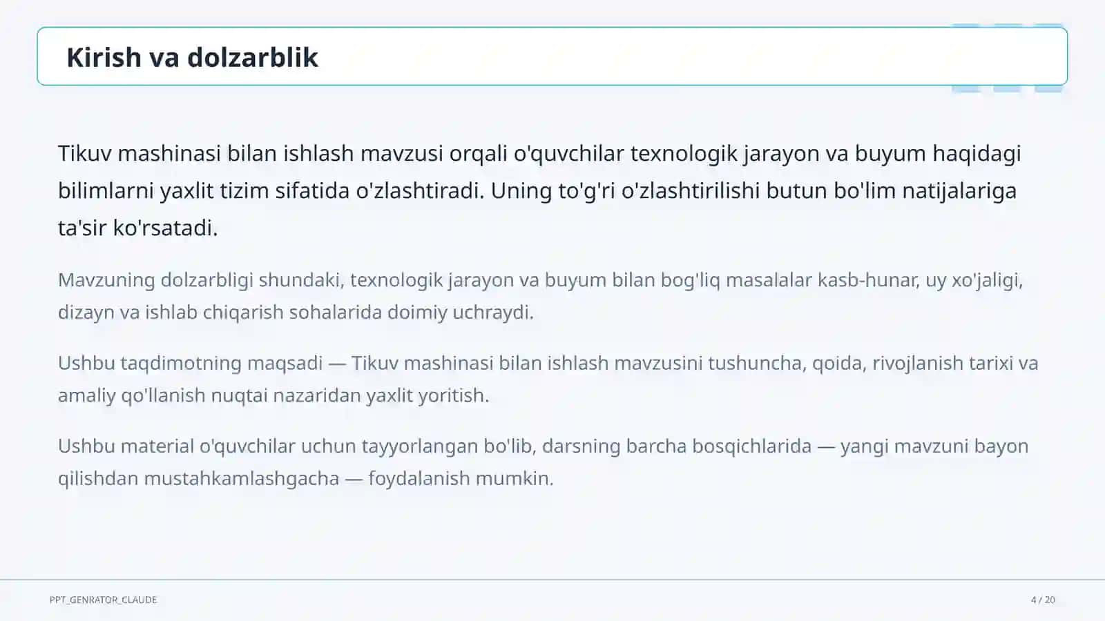 Tikuv mashinasi bilan ishlash (6-sinf) 4