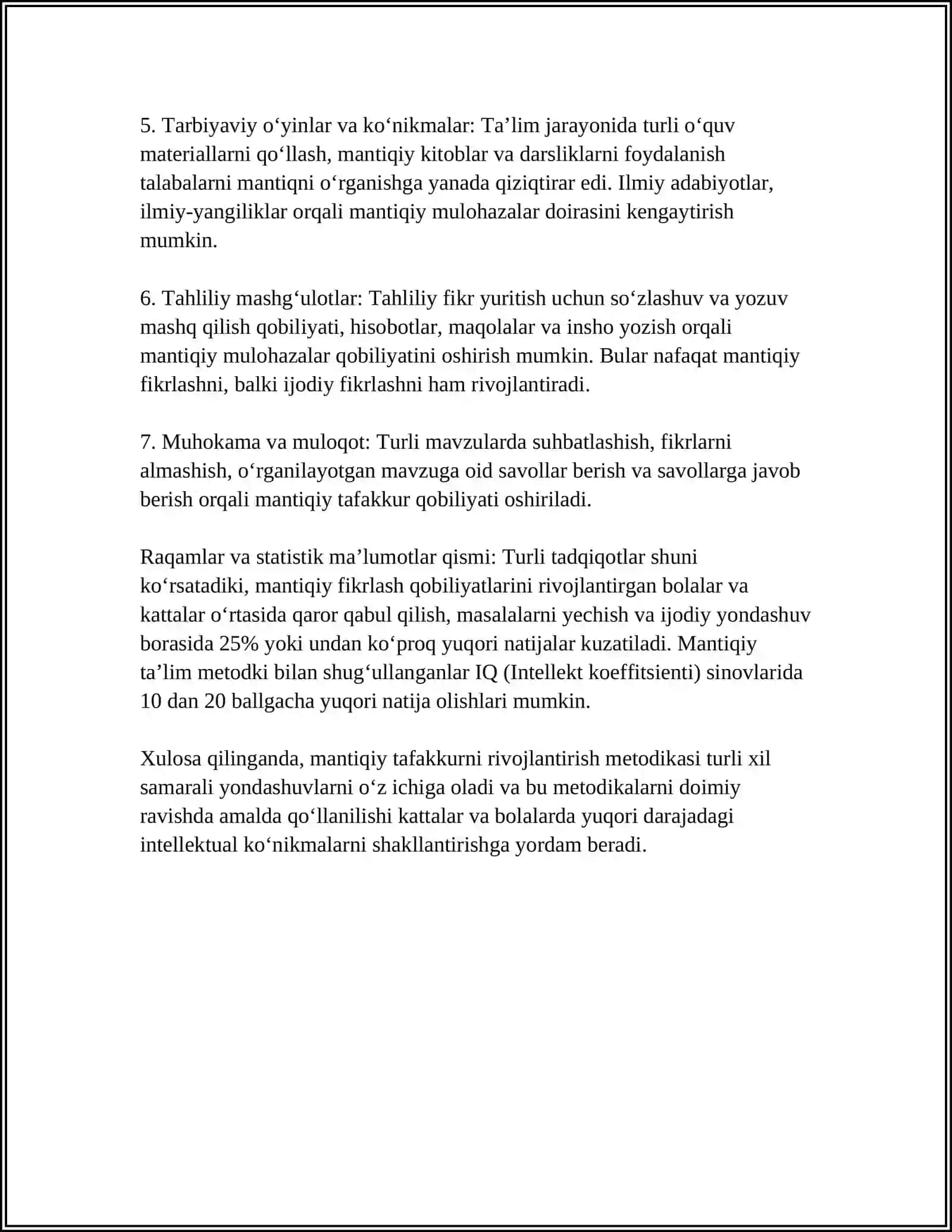 “MANTIQIY VA NOSTANDART MASALALARNI YECHISHGA O‘RGATISH METODIKASI” 4