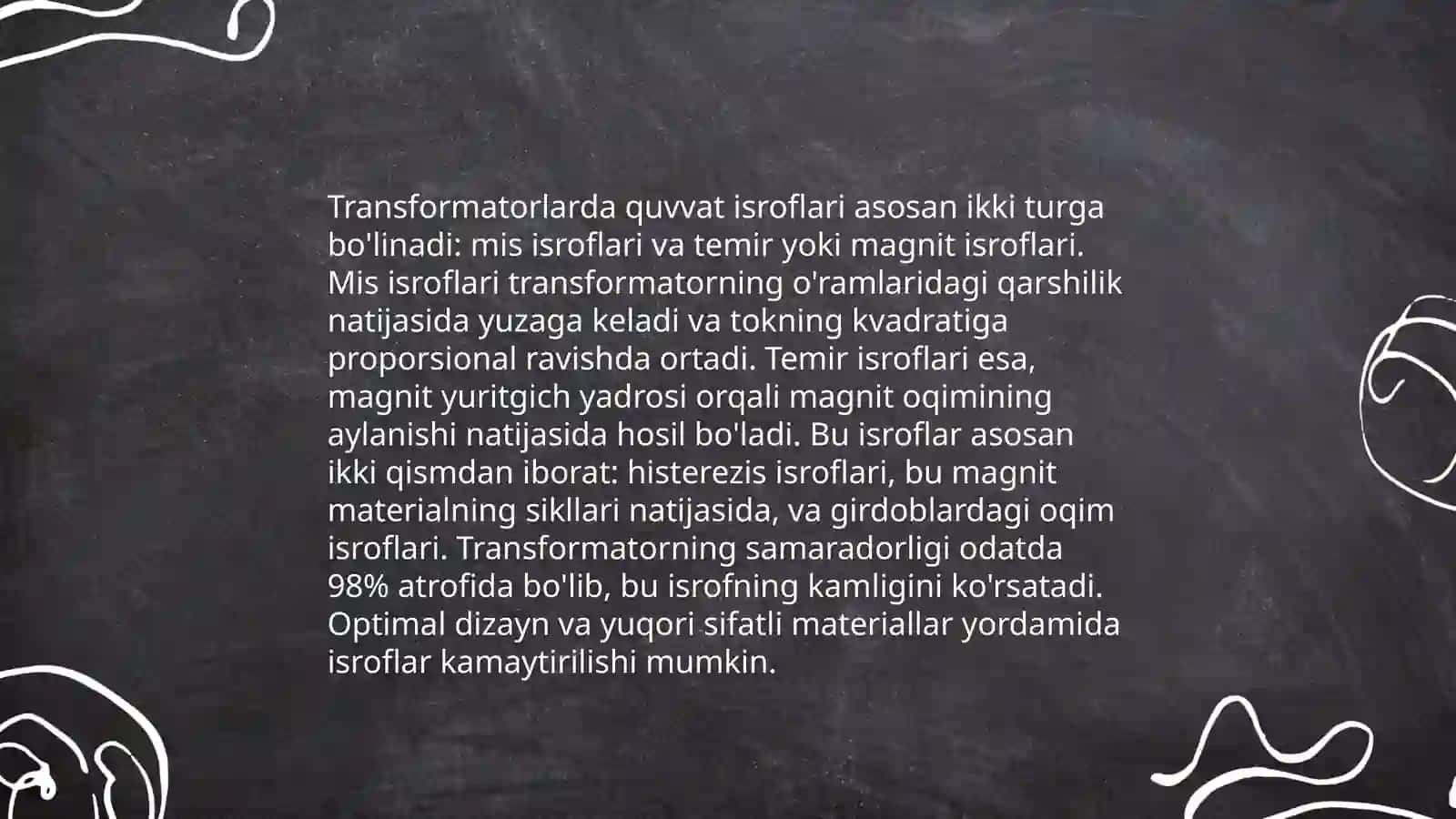 Transformatorlarning energiya isroflari 4