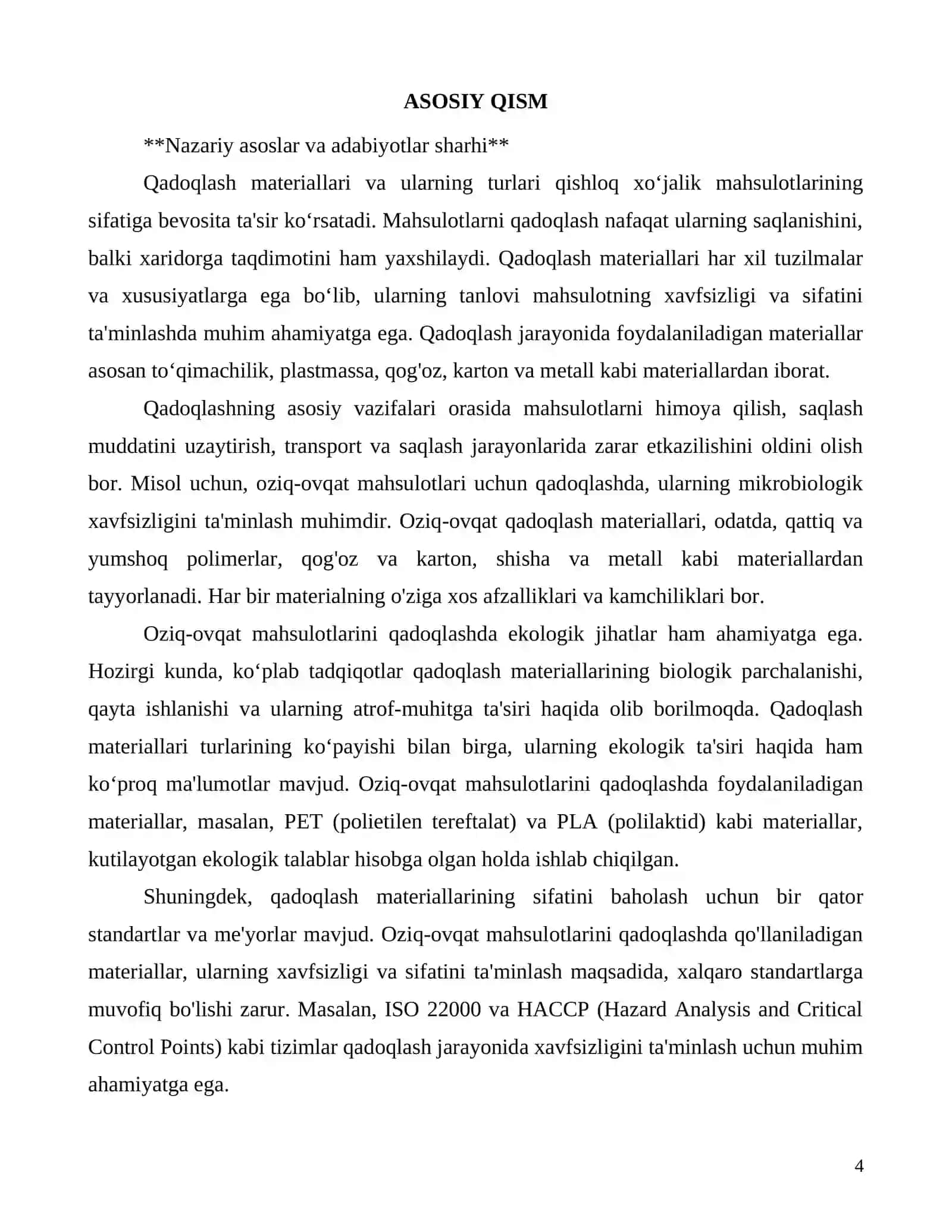 Qadoqlash materiallari va turlari ularning mahsulot sifatiga ta‘siri 4