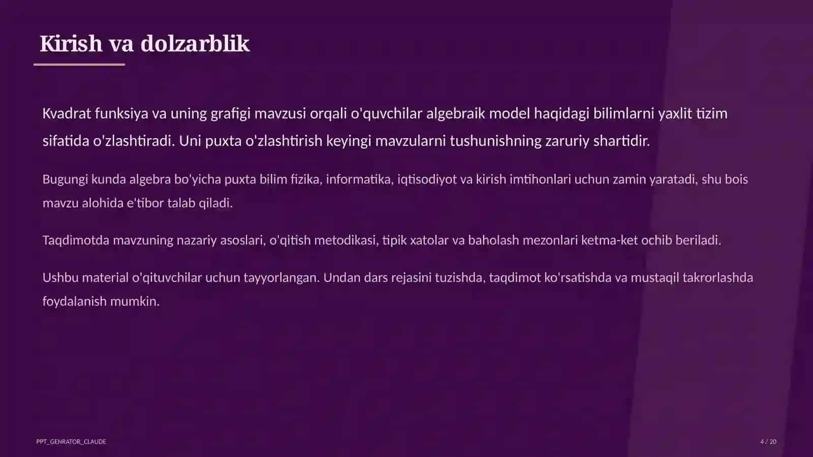 Kvadrat funksiya va uning grafigi (9-sinf) 4