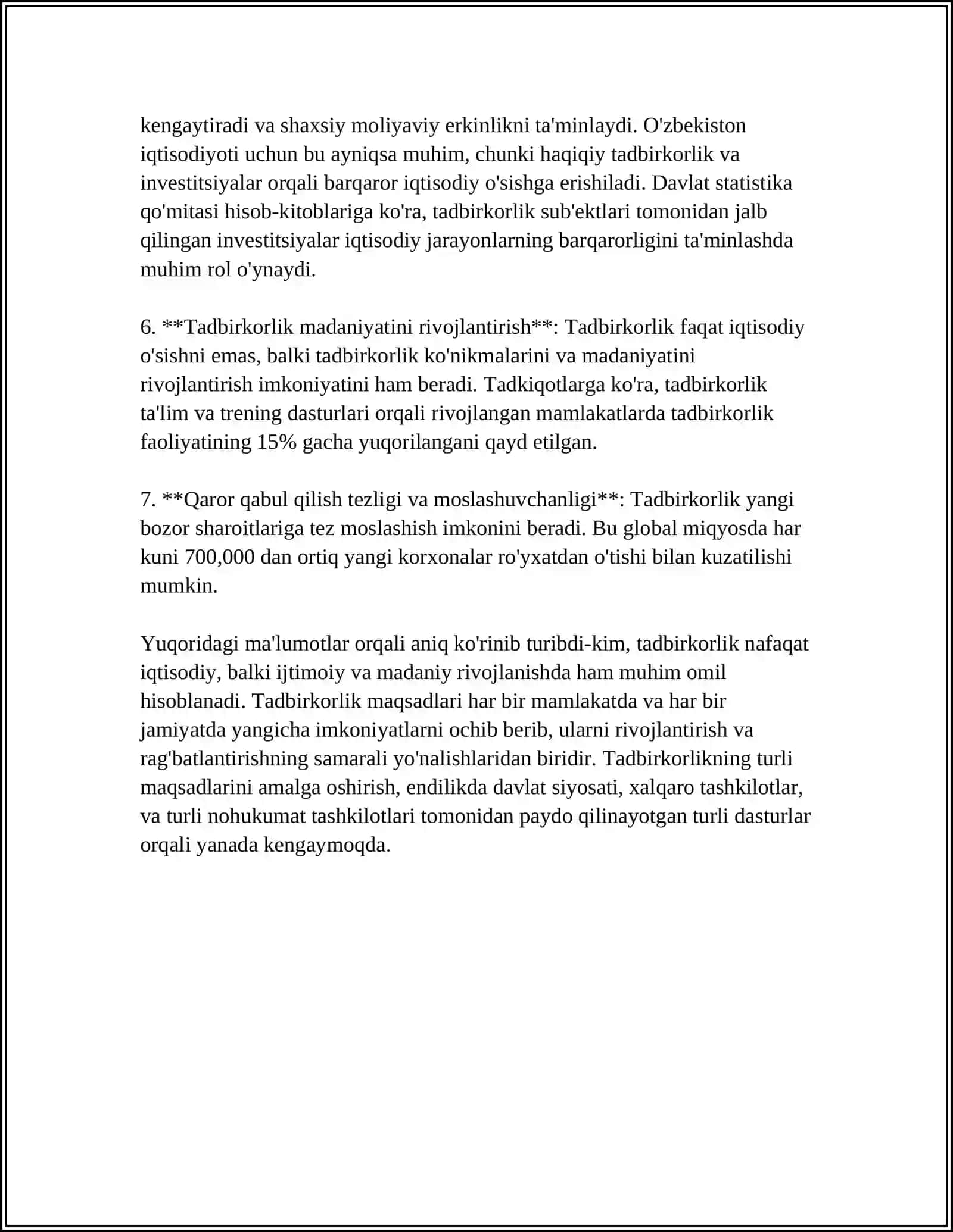 Tadbirkorlik va biznesni rivojlantirish 4