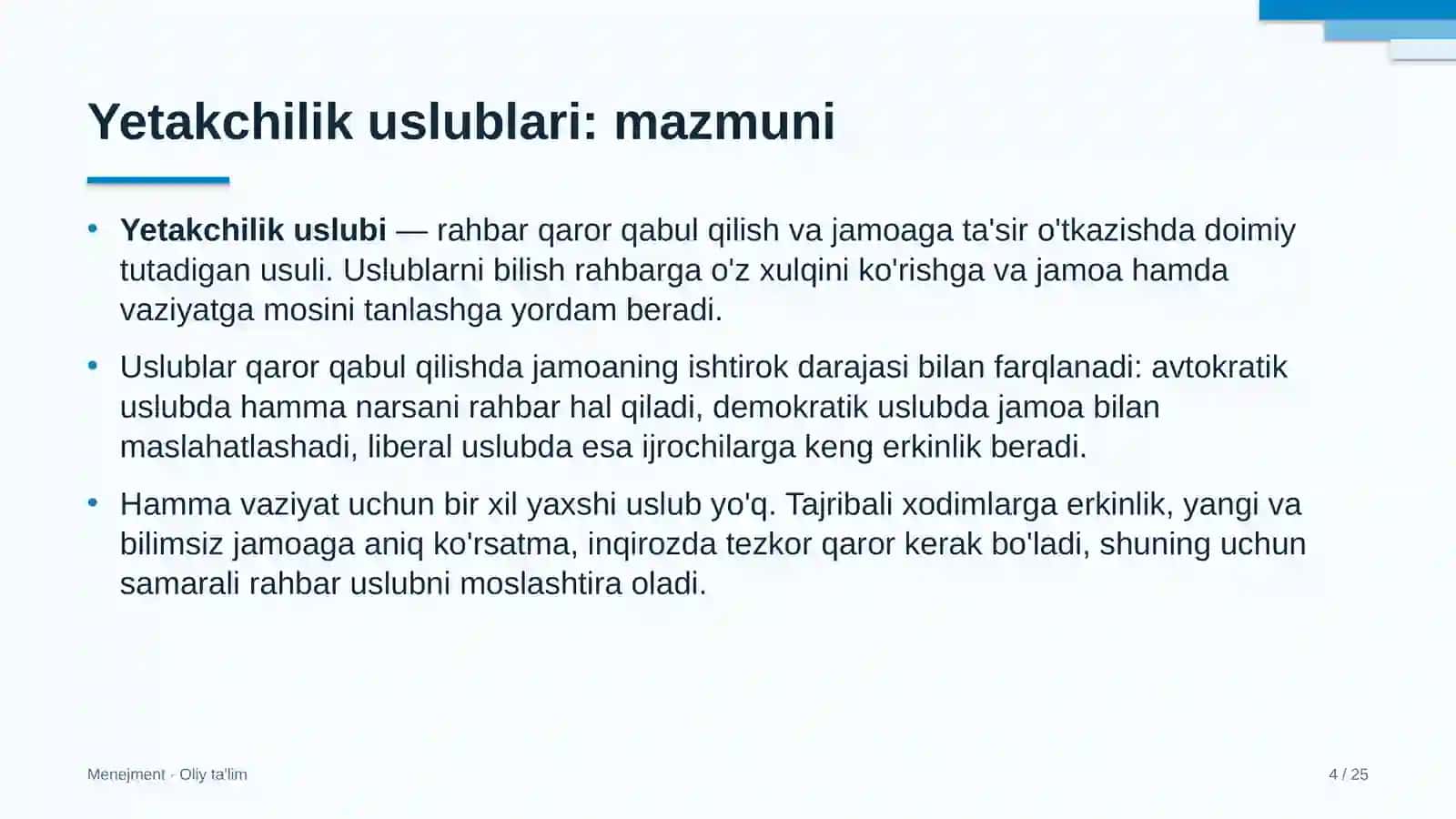muhandislik qidiruv ishlarida yetakchilik uslublari 8519 4