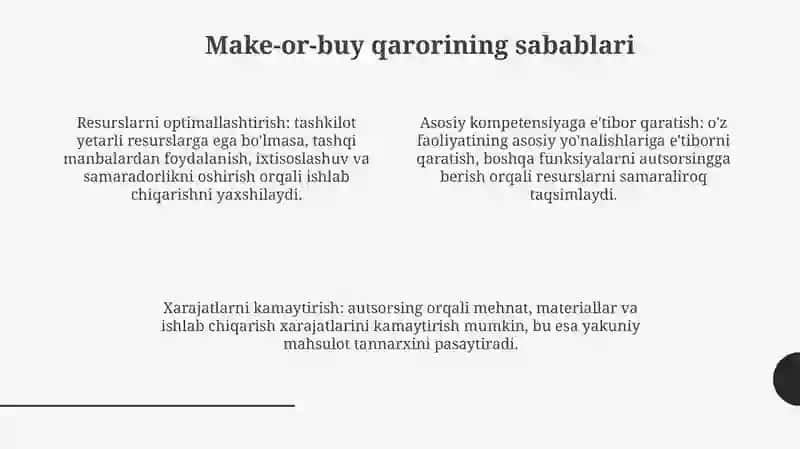 Tayyorlash yoki sotib olish qarorini tahlil qilish 4