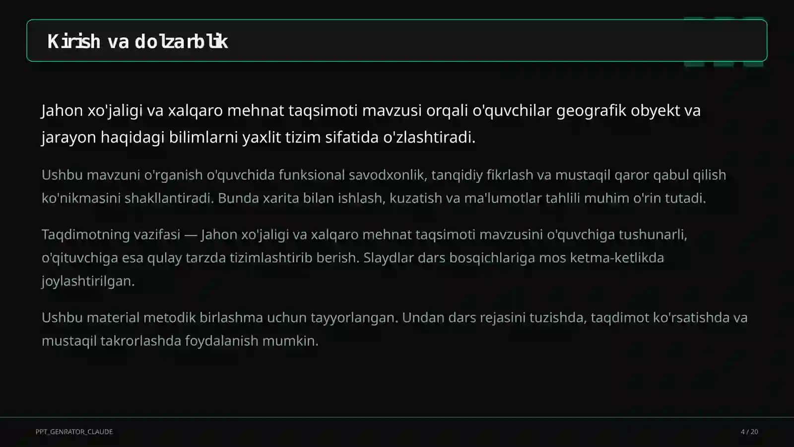 Jahon xo'jaligi va xalqaro mehnat taqsimoti (10-sinf) 4