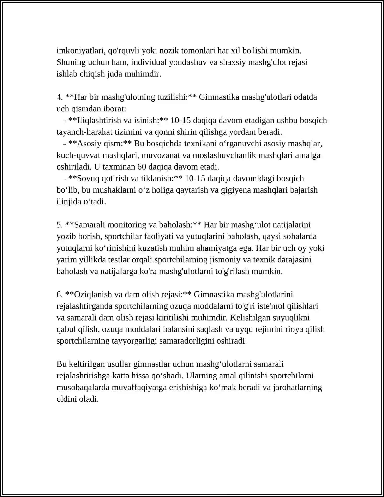TAʼLIM MUASSASALARIDA GIMNASTIKANI ÔTKAZISH USULLARI 4