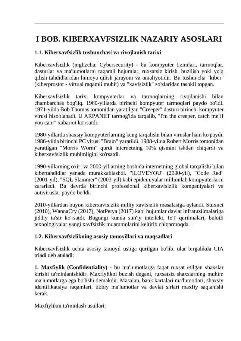 KIBERXAVFSIZLIK ASOSLARI 4