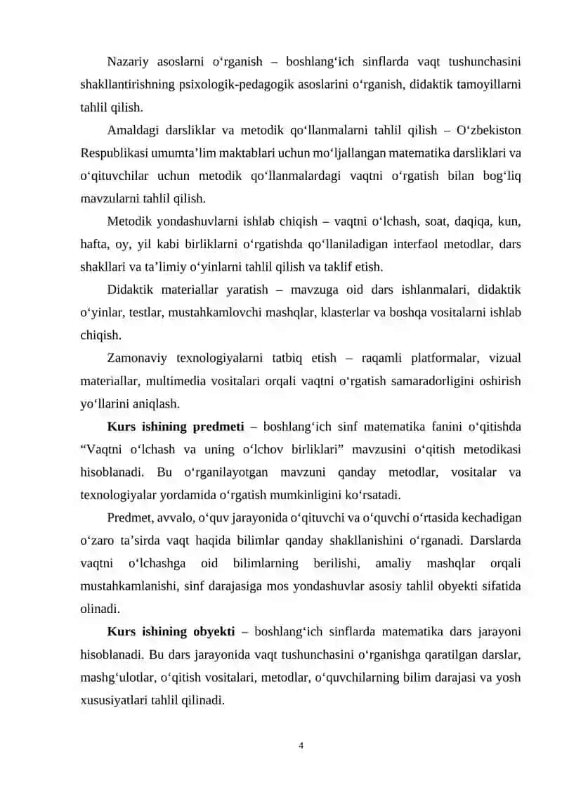 4-SINFDA VAQT O’LCHOV BIRLIKLARINI O’RGATISHDA TARIXIY MATERIALLARDAN FOYDALANISH...docx 4