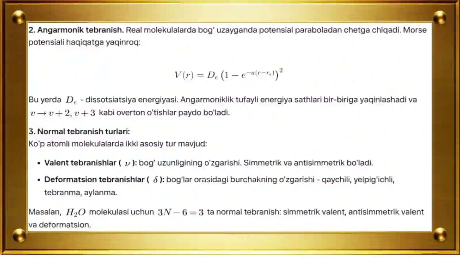 MAVZU:MOLEKULALARNING TEBRANMA HARAKATI VA SPEKTRI 4