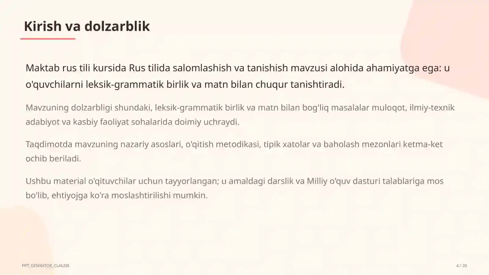 Rus tilida salomlashish va tanishish (2-sinf) 4