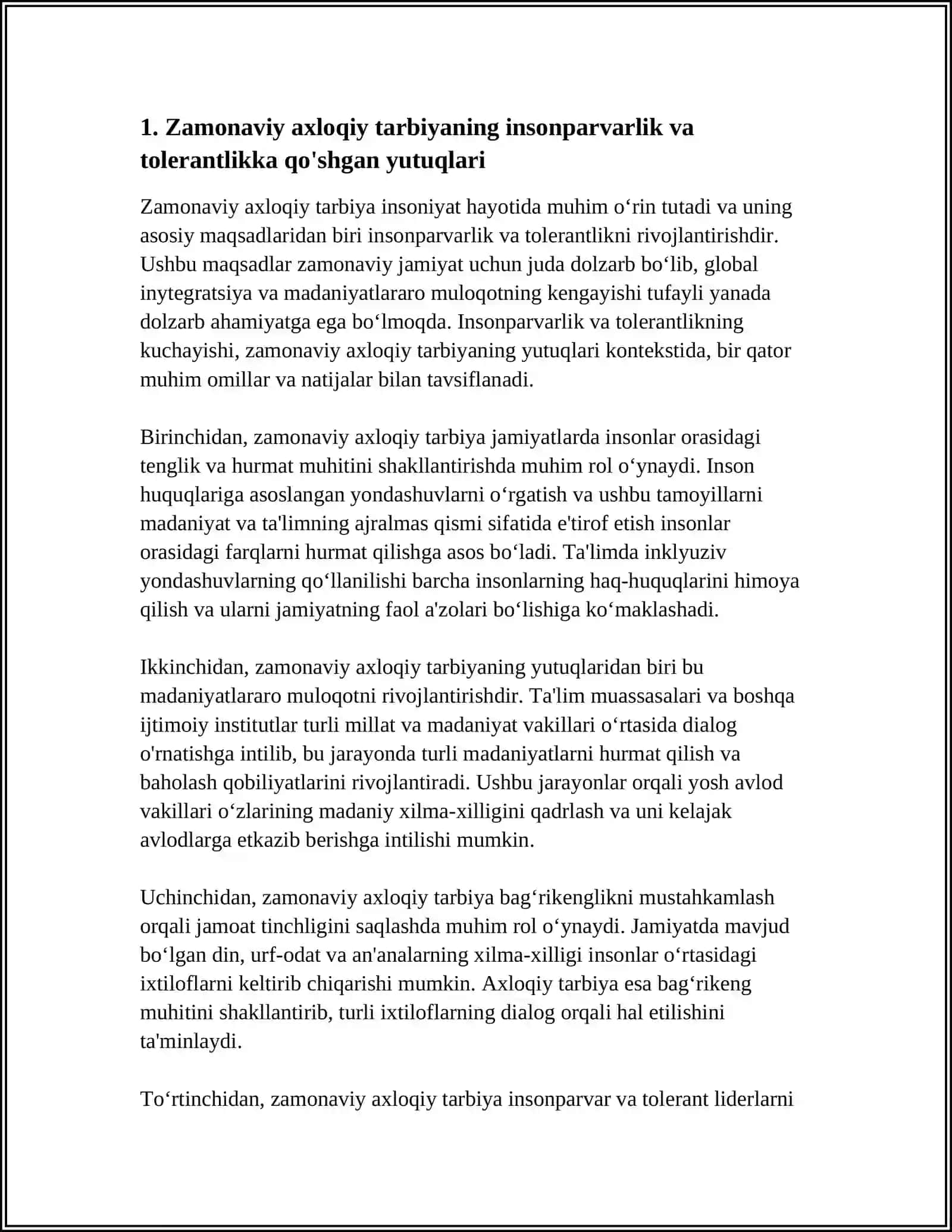 “ZAMONAVIY AXLOQIY TARBIYANING YUTUQ VA KAMCHILIKLARI” 4