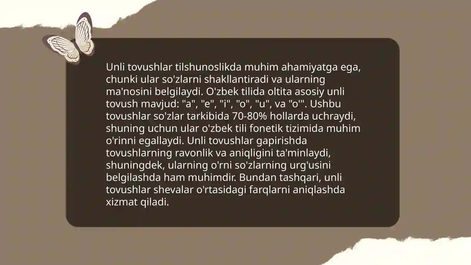 Unli tovushlar, talaffuzi va imlosi 4