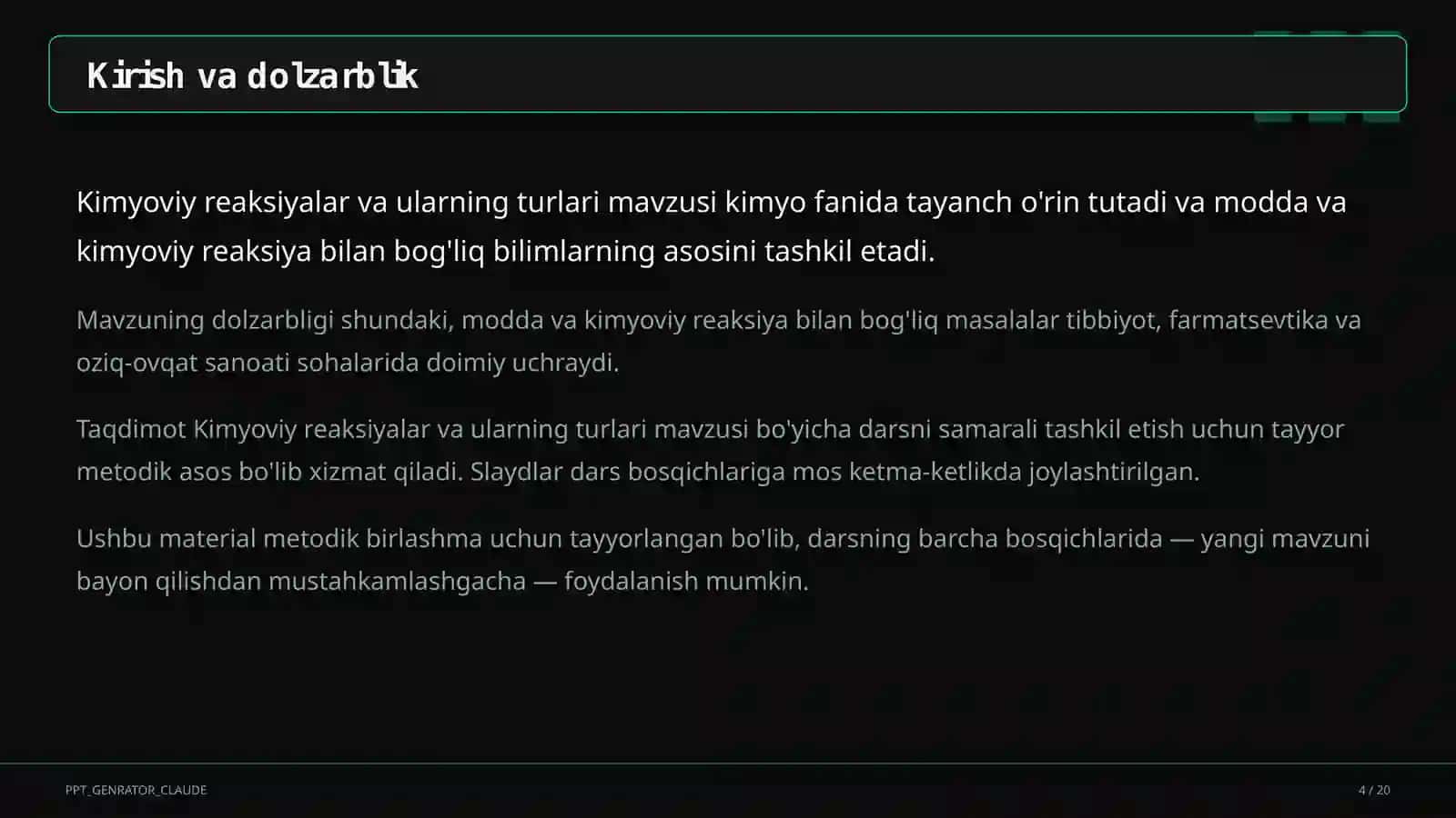 Kimyoviy reaksiyalar va ularning turlari (7-sinf) 4