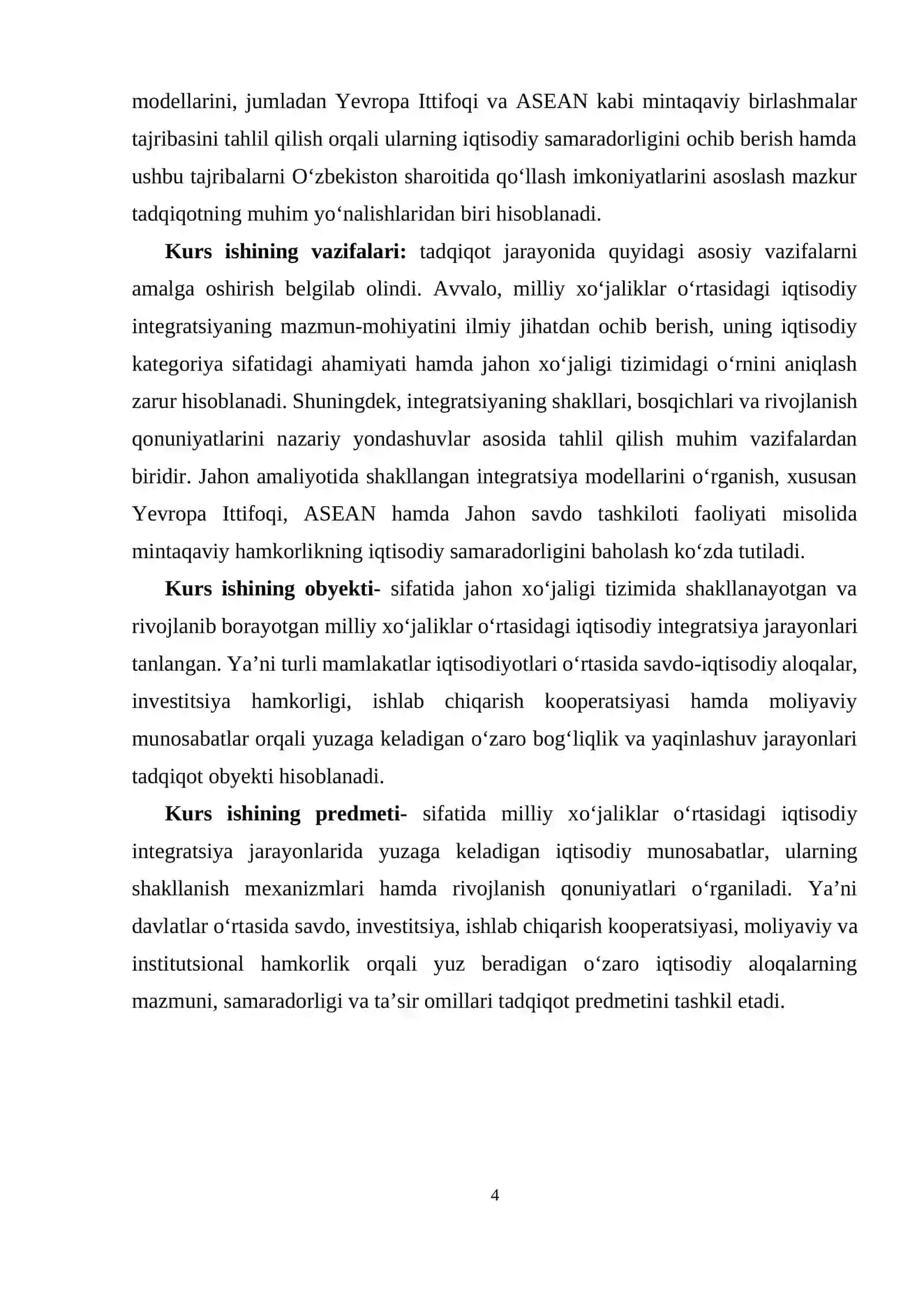Milliy xo’jaliklar o’rtasidagi iqtisodiy integratsiya jarayonlarining rivojlanish tendensiyalari 4
