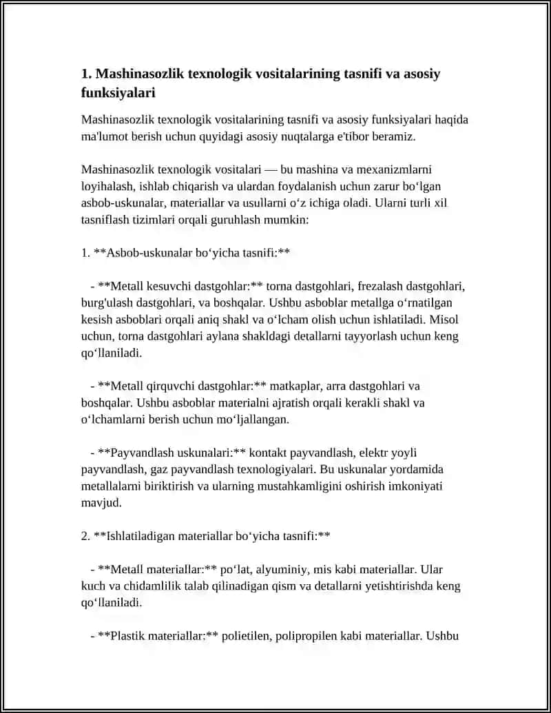 MASHINASOZLIK TEXNOLOGIK VOSITALARIGA KIRISH 4