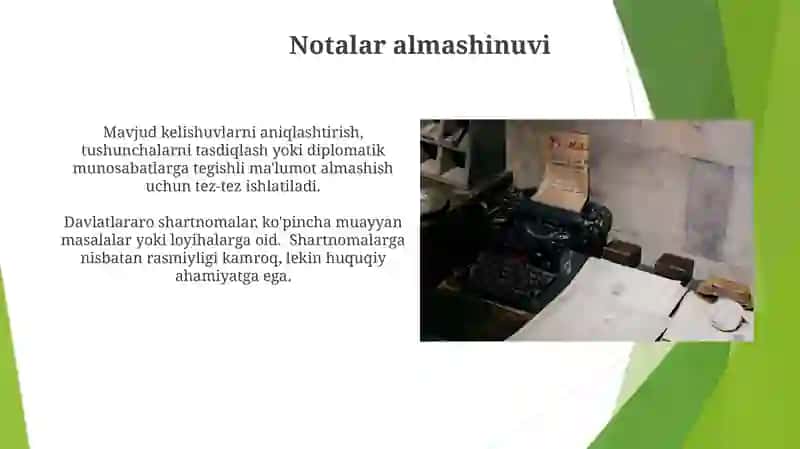 Diplomatik hujjatlar: nota, bayonet, memorandum, qaydnoma(protokol), rasmiy xat ilova xat 4