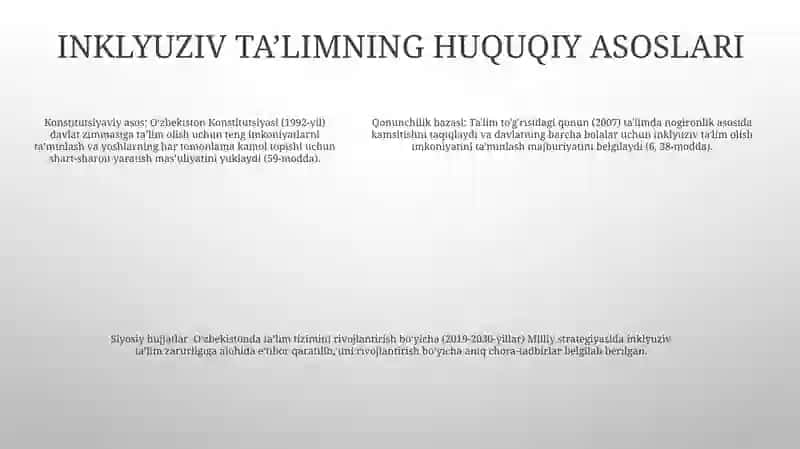 O‘zbekistonda Inklyuziv Talimning Meyoriy Huquqiy Bazasini Tahlil Qilish 4