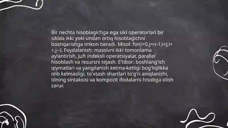Ichma-ich sikl operatorlari 4