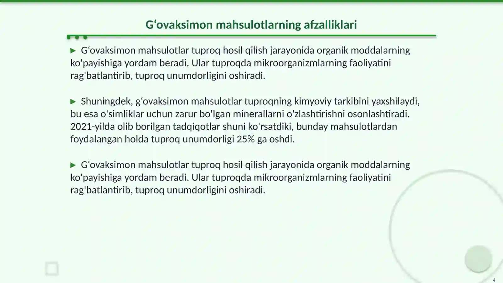 Tuproq hosil qiluvchi g‘ovaksimon nurash mahsulotlari 4