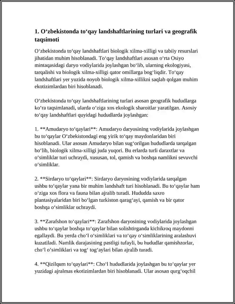 TOʻQAY LANDSHAFTLARI VA ULARDA TIRIK ORGANIZMLARNI TARQALISHI 4