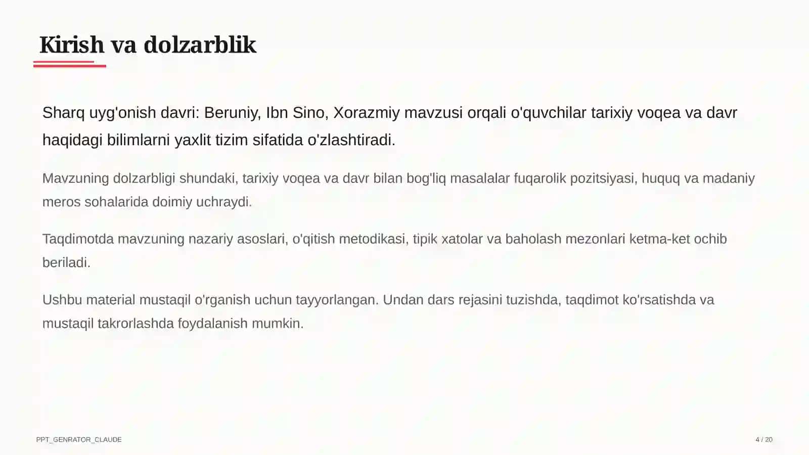 Sharq uyg'onish davri: Beruniy, Ibn Sino, Xorazmiy (7-sinf) 4