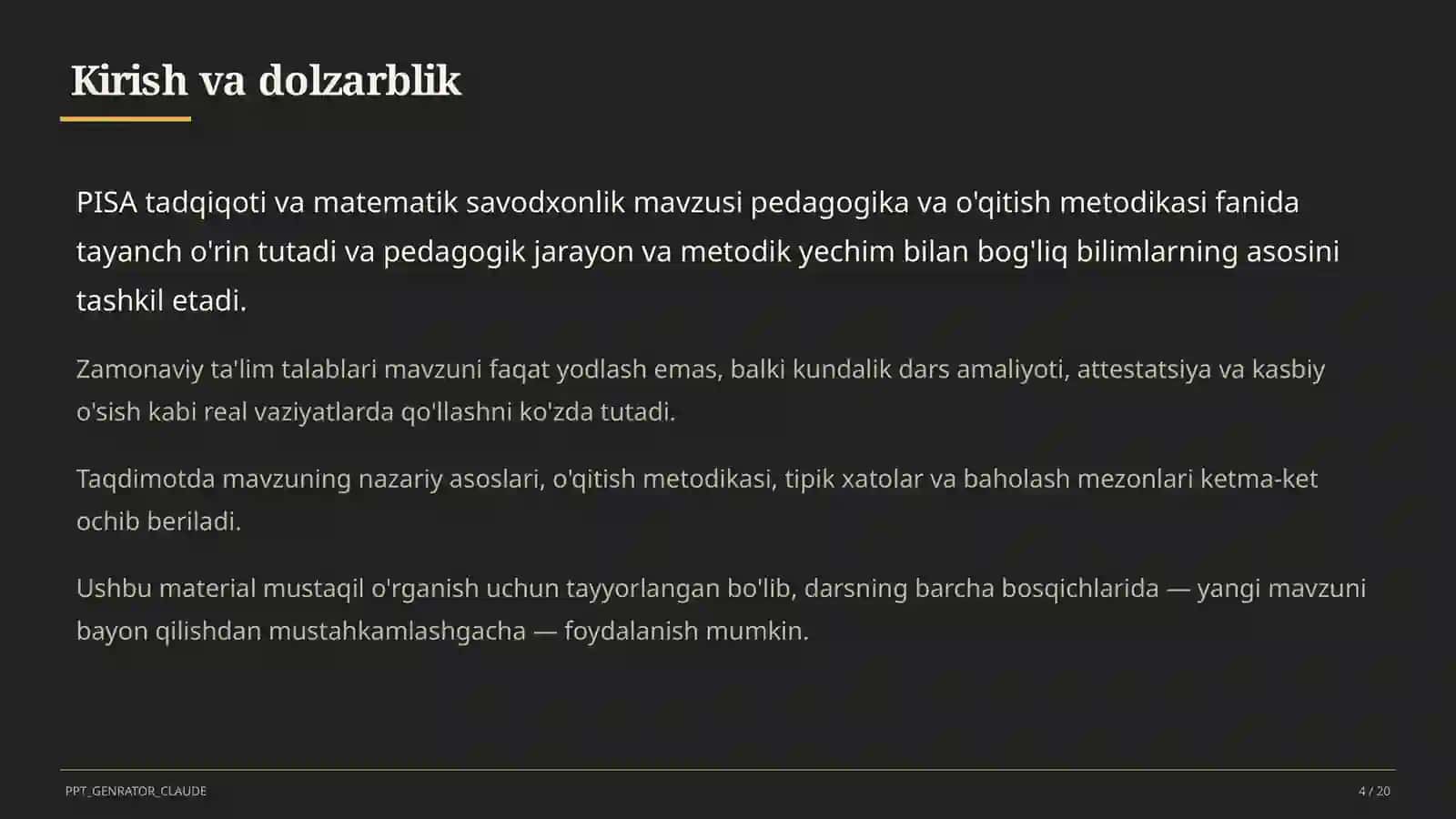 PISA tadqiqoti va matematik savodxonlik 4