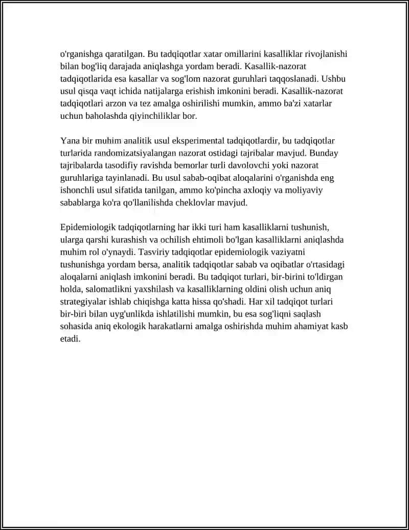 EPIDEMIOLOGIK TADQIQOTLAR TURLARI VA BOSQICHLARI 4