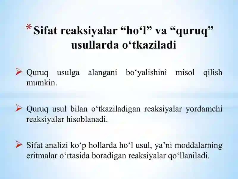 Sifat reaksiyalarini o'tkazish 4