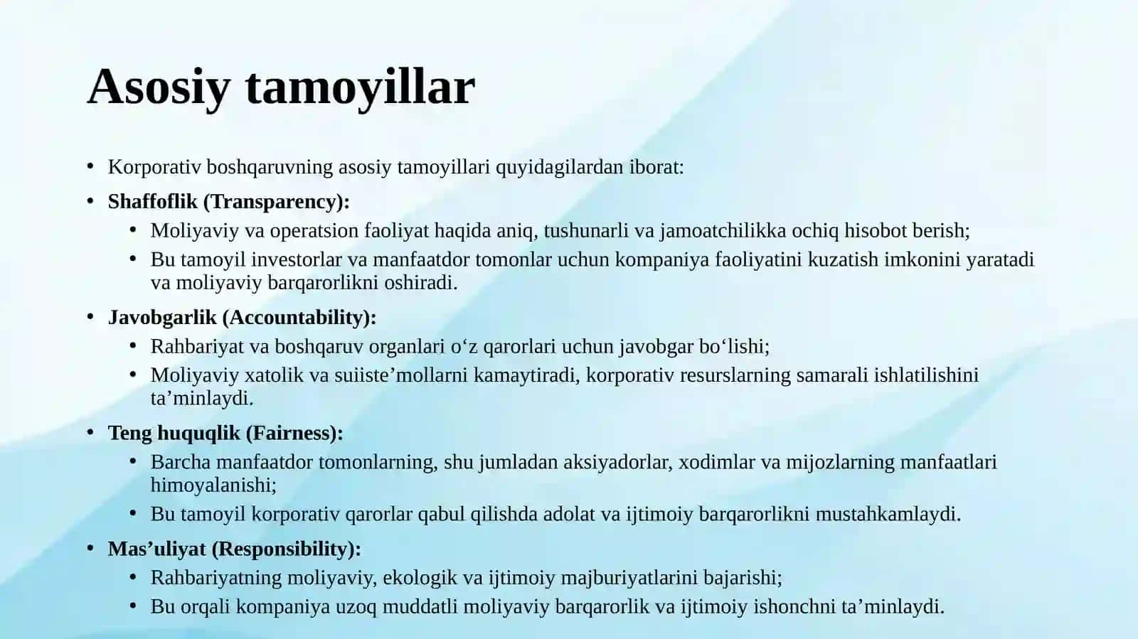 Moliyaviy barqarorolikni taminlashda korporativ boshqaruv tizimining roli 4