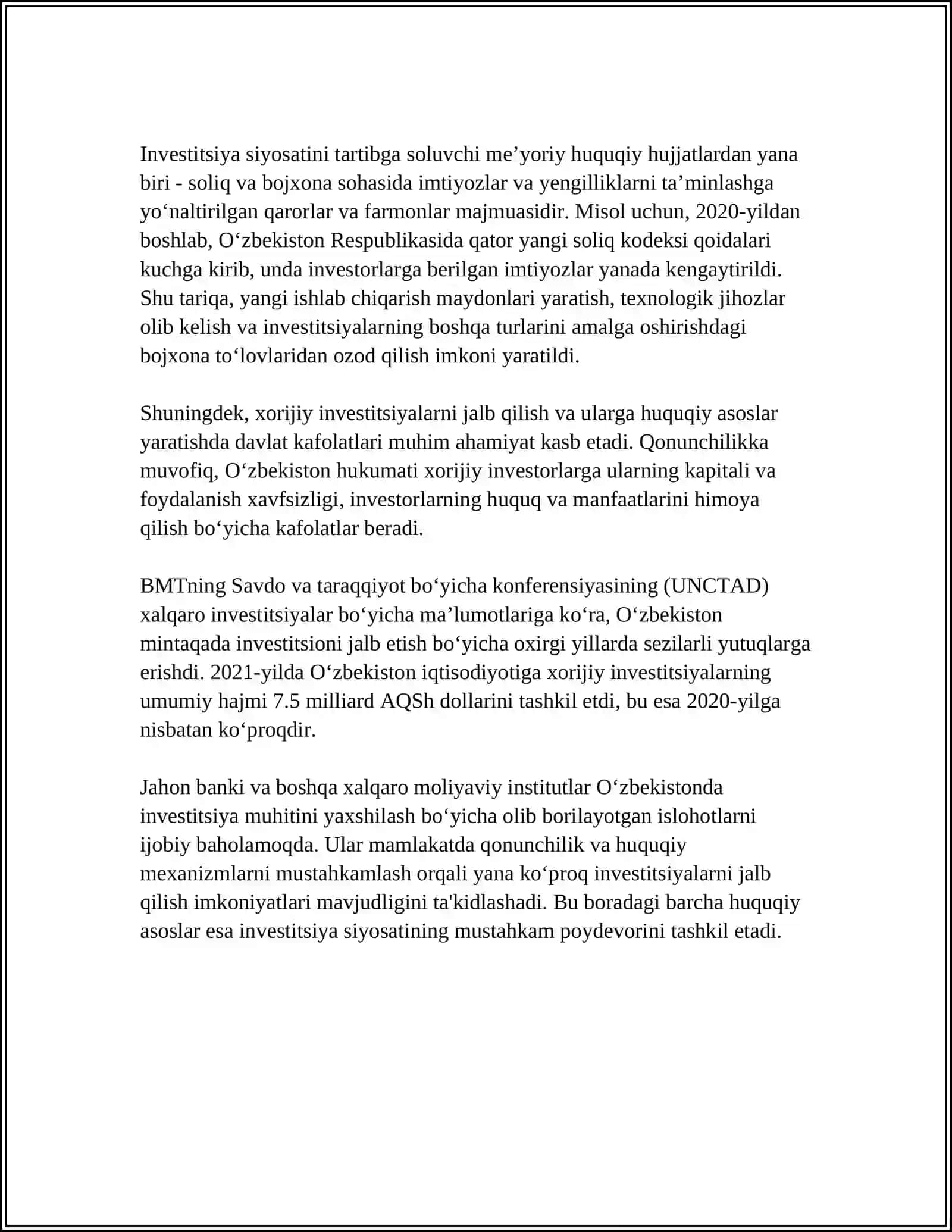 INVESTITSIYA FAOLIYATINI HUQUQIY TARTIBGA SOLISH 4