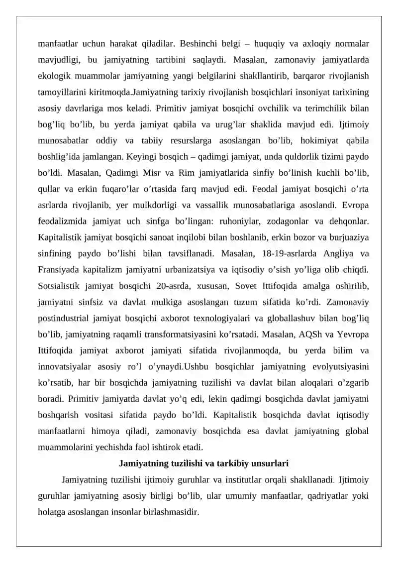 Jamiyat tushunchasi, uning tuzilishi va davlat bilan aloqasi 4