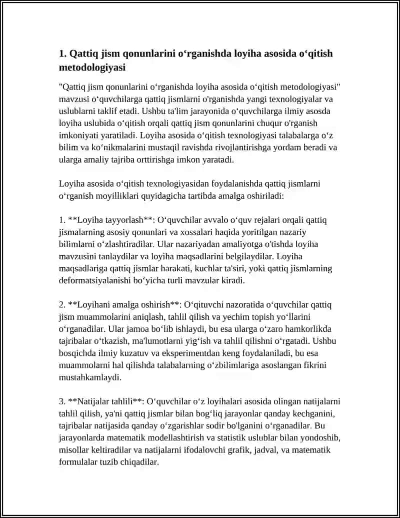 Qattiq Jism Qonunlarini Urganishda Loyiha Asosida Uqitish Texnologiyasidan Foydalanish Haqida 4