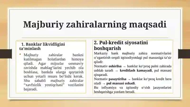 Majburiy zahiralarni tashkil etish tartibi va uning zaruriyati 4